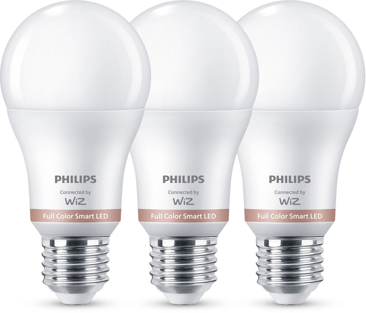 Philips smart lighting - lamp 3-pack - slimme led-verlichting - gekleurd en wit licht - e27 - 60w - mat - wi-fi