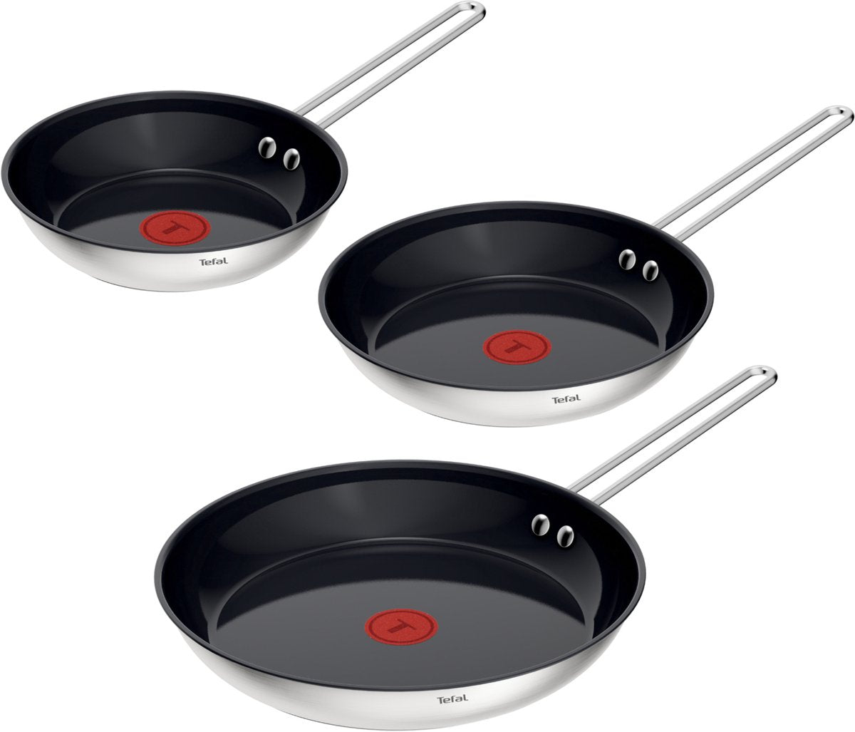Tefal nordica ceramic - koekenpannenset - ø20 ø24 ø28 cm - pfas-vrij - keramisch - geschikt voor inductie