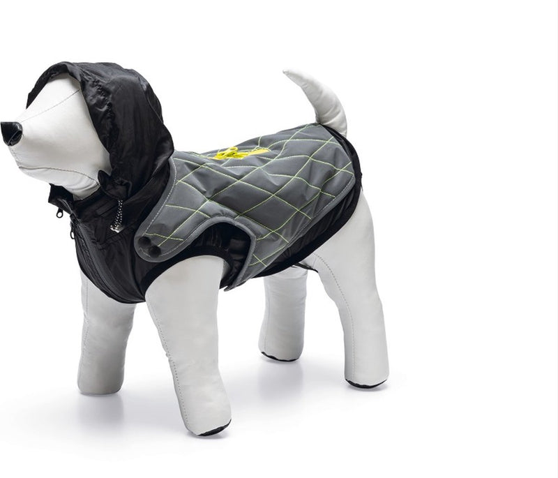 Beeztees safety gear allia – hondenjas – reflecterend – grijs – 62 cm - met capuchon 2 in 1 jas