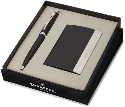 Sheaffer balpen giftset - 100 g9317 - matt black nickel plated - met visitekaarthouder - sf-g2931751-3