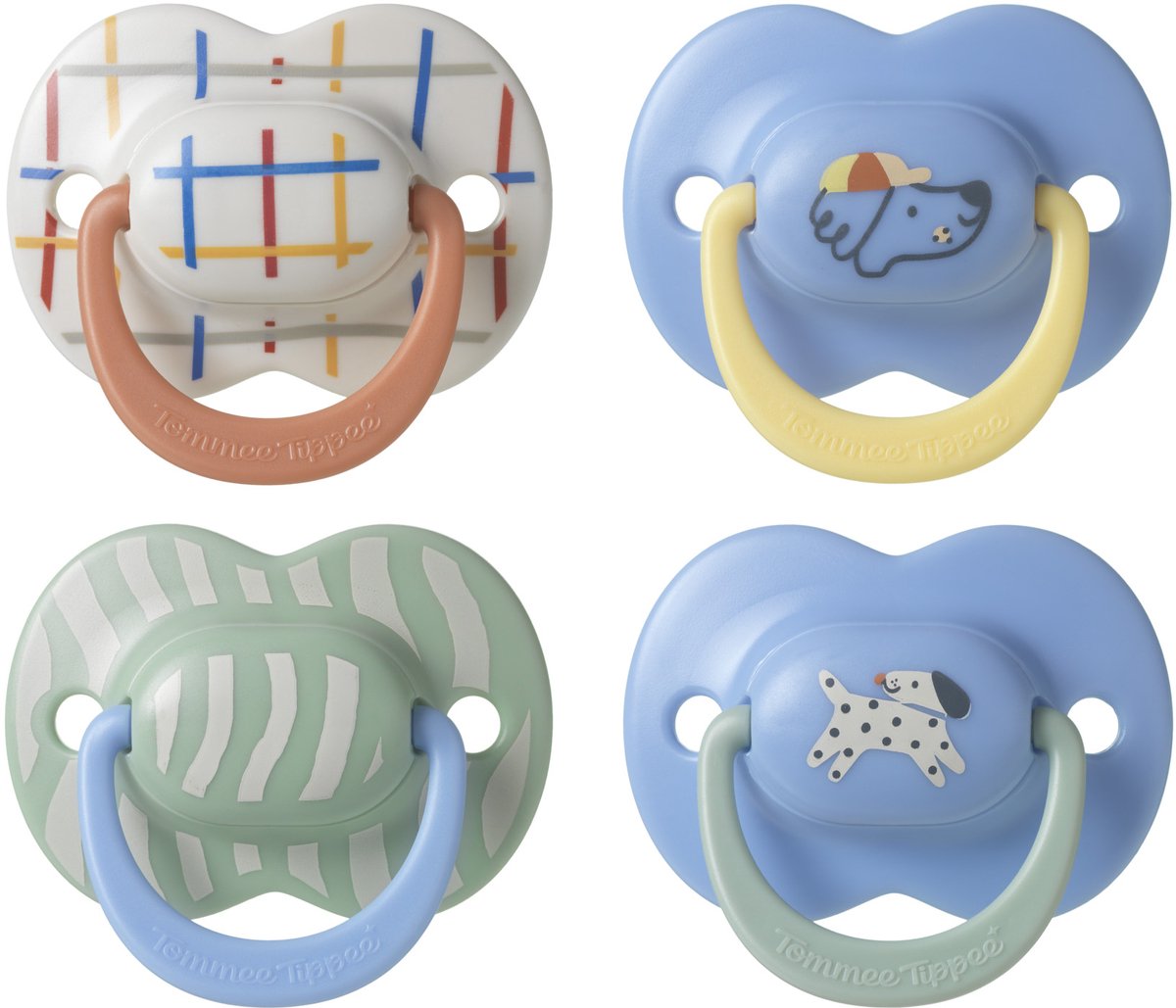 Tommee tippee ultimate fit-fopspeen - 6-18 maanden - 4 stuks - orthodontische symmetrische speen voor baby's- 100% bpa-vrij silicone - blauw deco