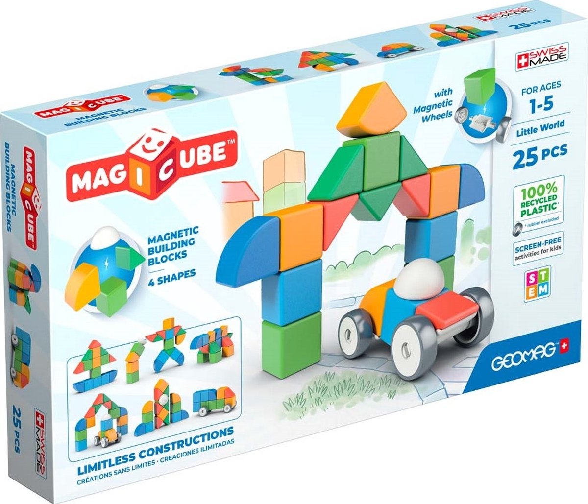 Geomag magicube kleine wereld - magnetische bouwblokken gerecycled - 25-delig - vanaf 1 jaar