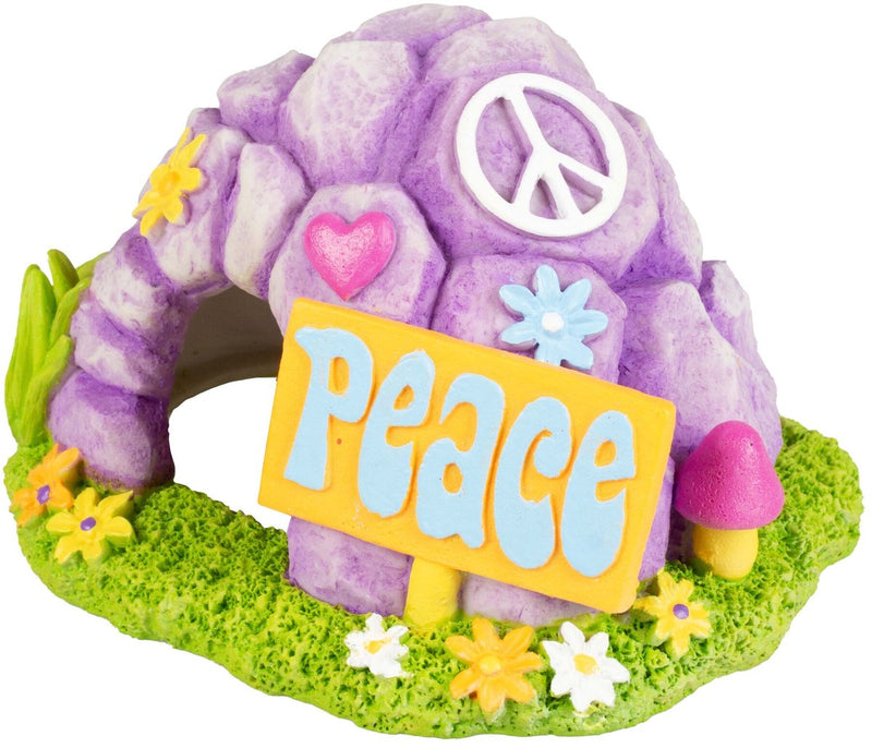 Aqua della hippie grot - schuilgrot voor vissen in flowerpower-stijl - kunsthars - meerkleurig
