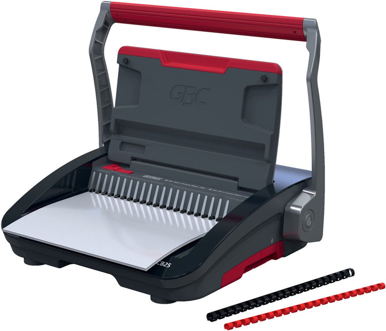 Gbc combbind® cb25 handmatige inbindmachine - plastic bindruggen - 390 vel - zwart rood