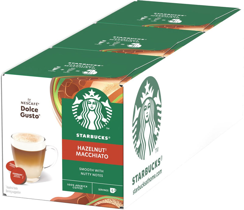 Starbucks by dolce gusto capsules hazelnut macchiato - 36 koffiecups voor 18 koppen koffie