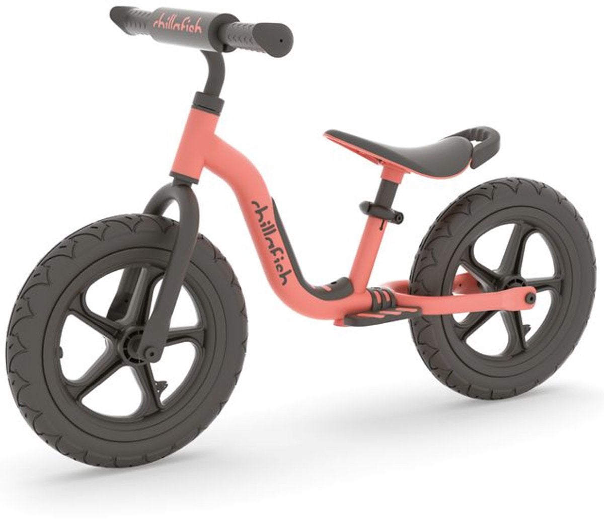 Chillafish loopfiets 2 jaar - lichtgewicht met verstelbaar zadel en stuur - roze - loopfiets voor meisjes tot 5 jaar met voetsteun, handvat om te dragen en 12 rubberskin anti lek banden - model charlie sport