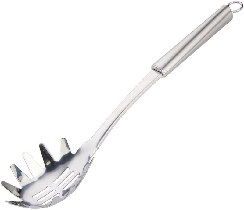 Alpina keukengerei opscheplepel pasta spaghetti - zilver - rvs - 34 x 7 cm