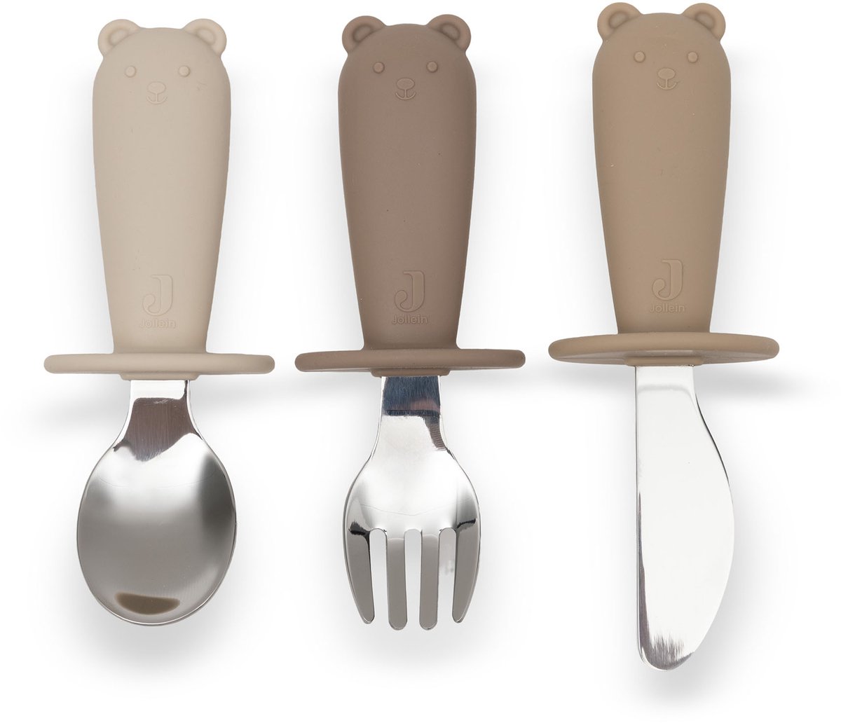 Jollein baby bestek set - siliconen kinderbestek - natural shades