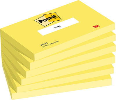 Post-it memoblok 655 76x127mm 100 vel per blok neon geel | 6 stuks