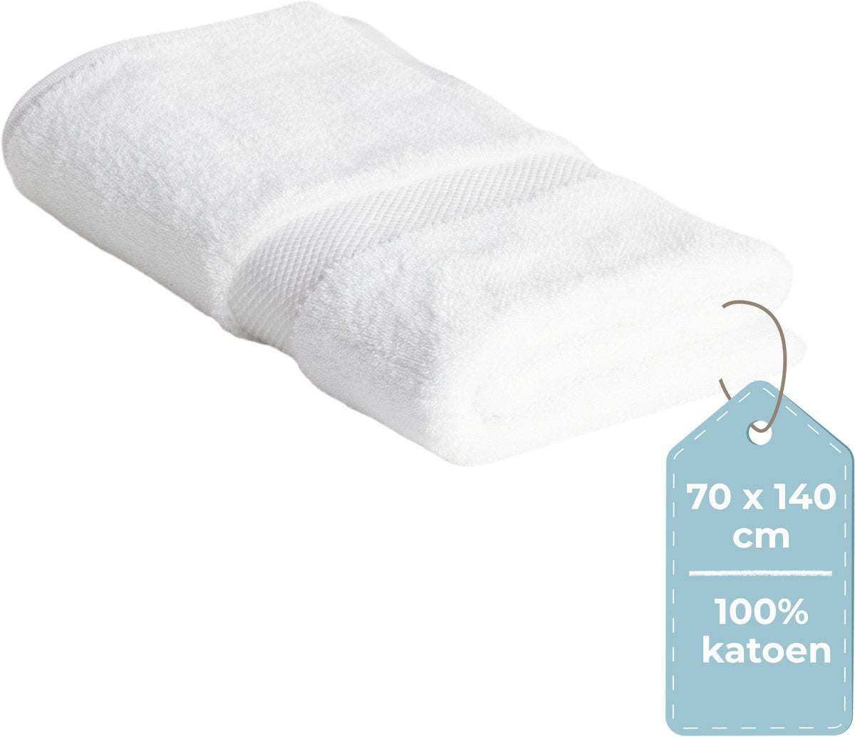 Hush. living hush living badhanddoek - per stuk - 70×140 cm - 100% katoen - zware kwaliteit 500g m2 - stijlvol boord en ophanglus -wit