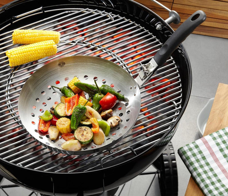 Gefu bbq wok - geperforeerde grillwok - rvs barbecuepan - ø 30 cm