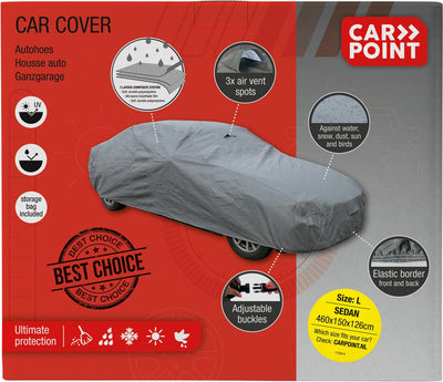 Carpoint autohoes ultimate protection l – 460x150x126 cm – 3-laags – waterafstotend ademend – krasvrije binnenzijde – inclusief opbergtas