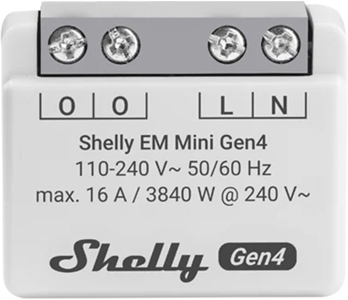 Shelly em mini gen4 - compacte energiemeter 16a - wi-fi, bluetooth en zigbee