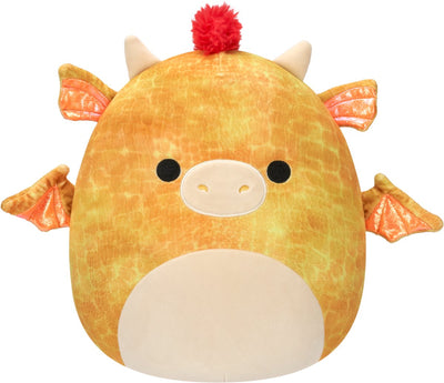 Squishmallows - dieric - yellow textured dragon w red hair 40cm pluche