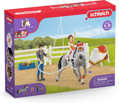 Schleich horse club speelfigurenset - mia's springset - kinderspeelgoed voor jongens en meisjes - 5 tot 12 jaar - 18 onderdelen - 42443