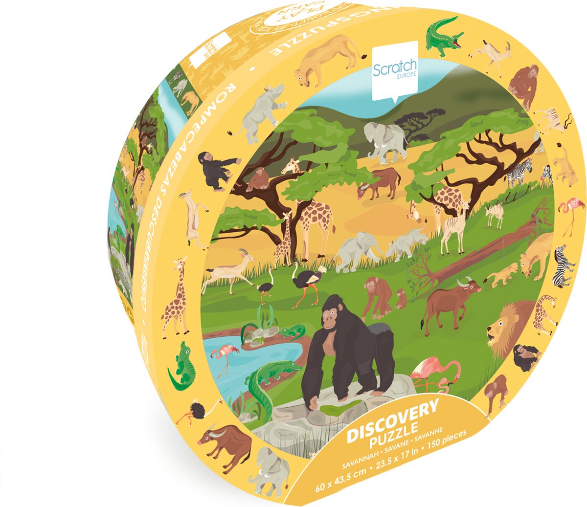 Scratch discovery puzzel - savanne - 60x43,5cm - 150 stukjes - 6 jaar