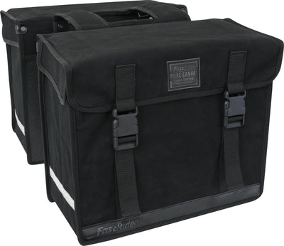 Fastrider canvas hybride 36 dubbele fietstas zwart 47l - afgeschuind - waterafstotend canvas - reflecterend - geschikt voor e-bike