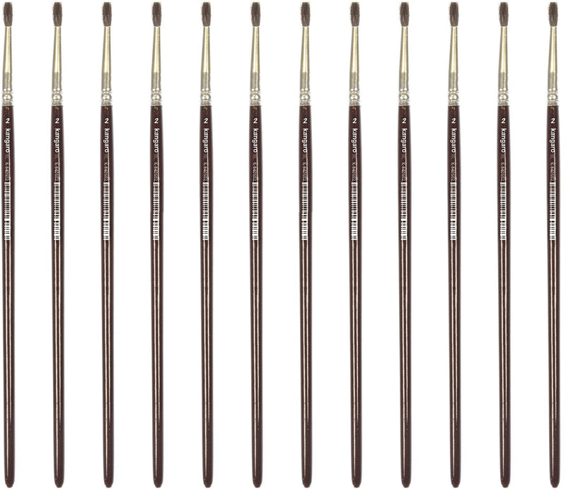 Kangaro ronde penseel - maat 2 - kort gelakt hout - doos a 12 stuks - k-840502