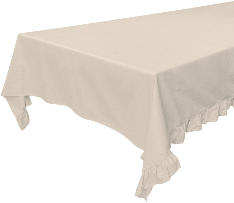Walra tafellaken lovely linen ruffles - 140x320 - 50% katoen (bci) 50% linnen - naturel