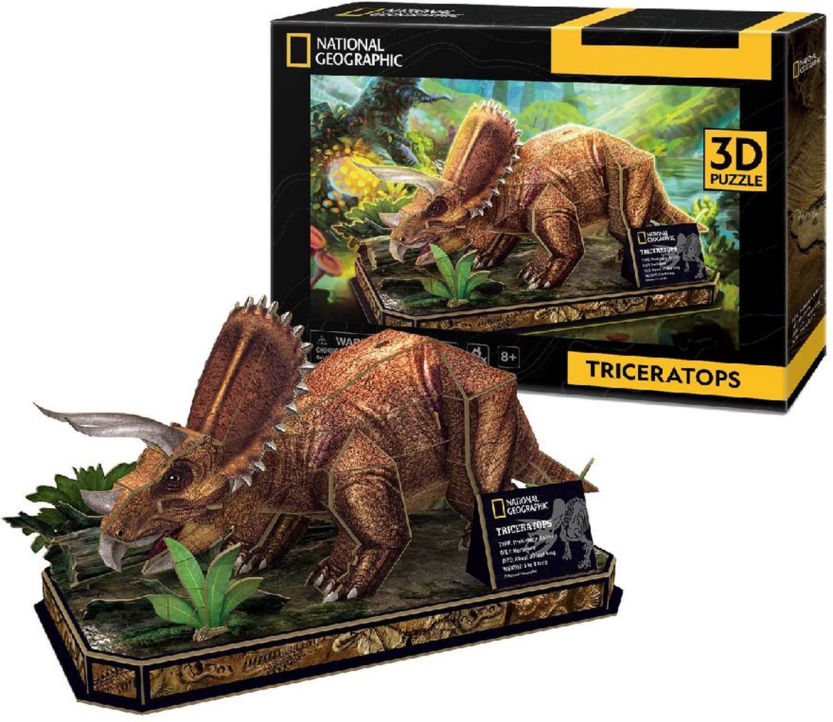 Cubic fun 3d-puzzel triceratops – houten bouwpakket