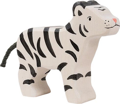 Holztiger witte tijger. 9x2,3x8 cm. 3+