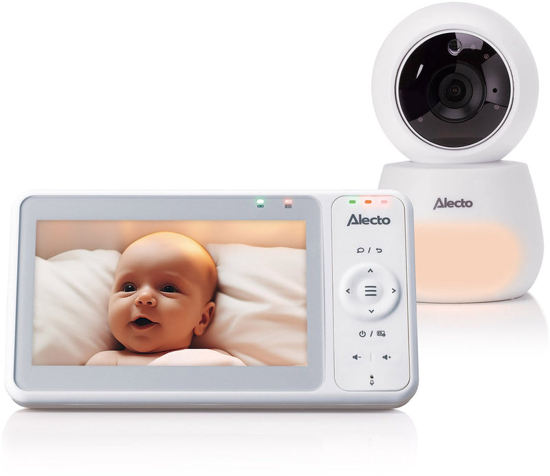Alecto babyfoon met camera - pro collection - hd camera - groot 5 inch scherm - op afstand bestuurbaar - uitbreidbaar tot 4 camera's - nachtlampje - dvm2050 - wit