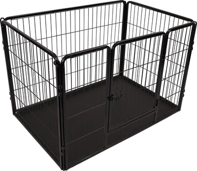 Flamingo hondenren – puppyren – hondenkennel – hondenbench – kazan zwart m – 109x72x72cm – metaal met epoxy coating – schuifslot – uitneembare lade – voor kleine en middelgrote honden – binnen