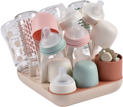 Béaba forest flessenrek baby - modulair flessen droogrek voor 6 grote zuigflessen en accessoires - verstelbare takken voor spenen en borstkolfonderdelen - apart potje voor rietjes en bestek - uitneembare bodem - terracotta