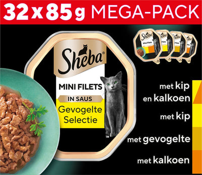 Sheba kattenvoer - mini filets - gevogelte in saus - 32x85g mega-pack