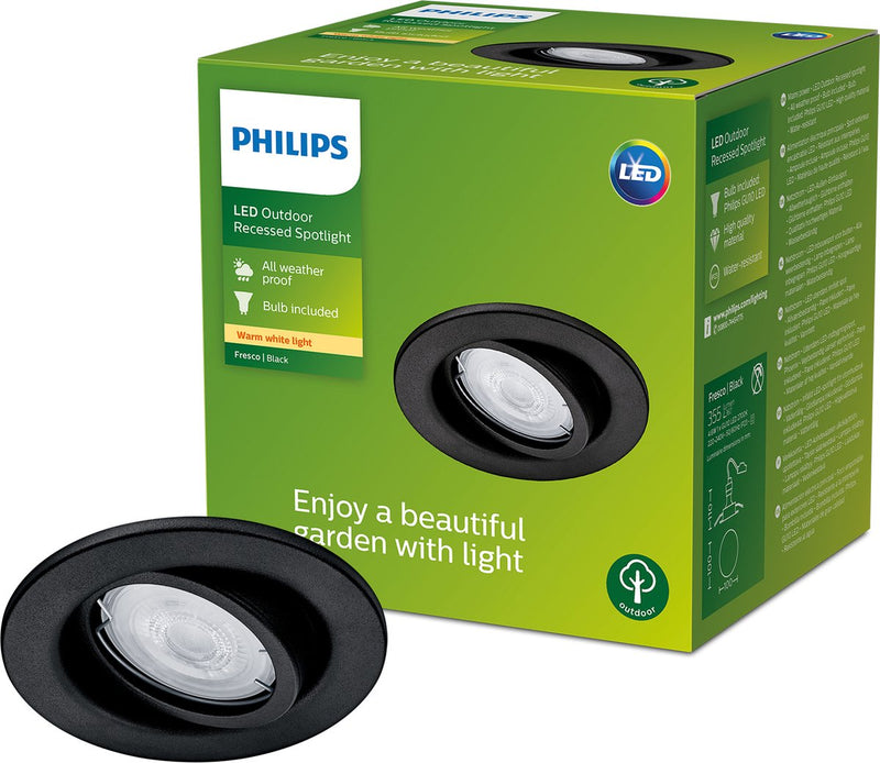 Philips fresco inbouwspot - zwart - gu10 4,6w