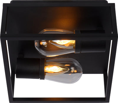 Lucide carlyn - plafonnière (plafondlamp) badkamer - 2xe14 - ip54 - zwart
