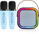 Vision products karaoke speakerset met 2 microfoons blauw