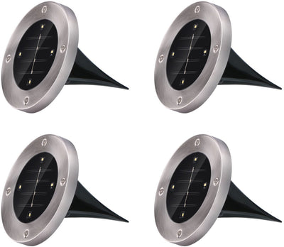 Grundig solar tuinverlichting grondspots - set van 4 prikspots buiten - tuinverlichting led op zonne energie - solar lamp voor padverlichting - rvs - cool white