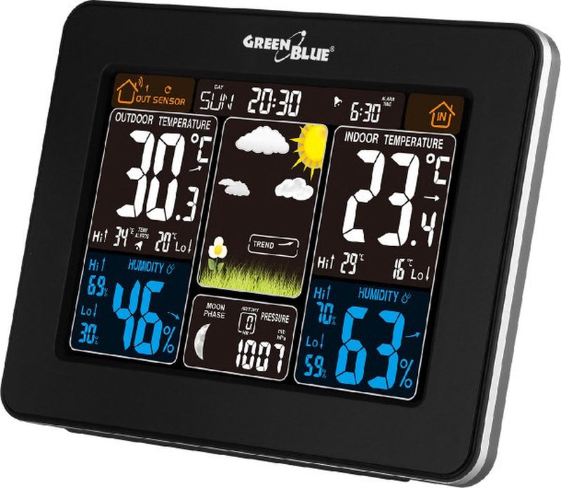 Greenblue weerstation dcf maanfase dcf alarm kleurenscherm gb523