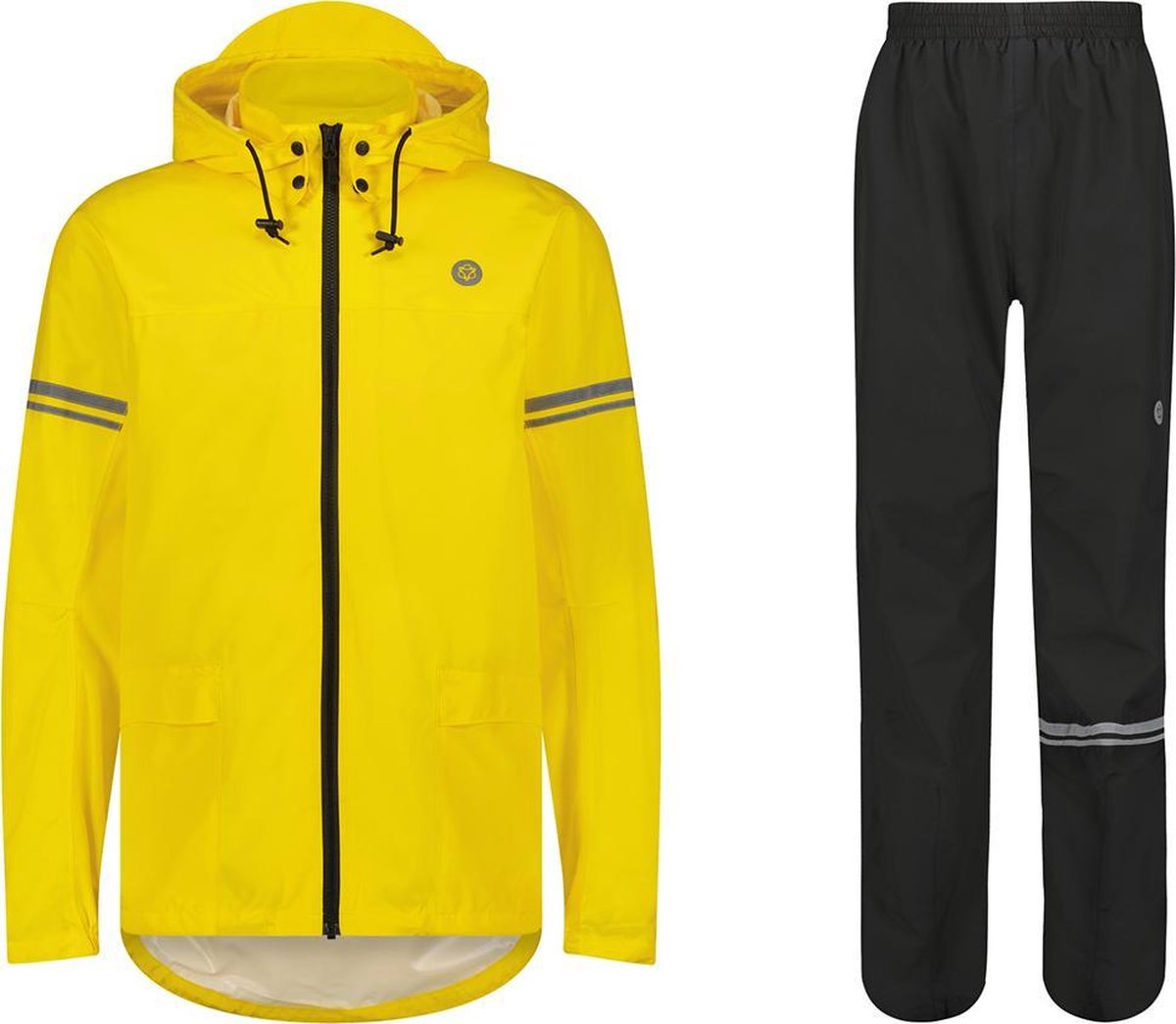 Agu original essential regenpak – 100% waterdicht winddicht – dames heren - poray 5.000 – gerecycled materiaal – geel - maat l