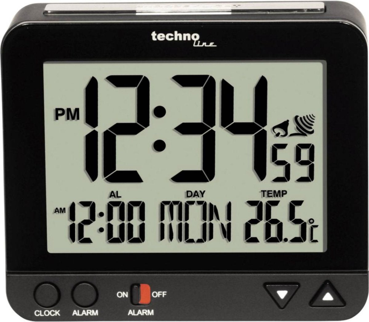 Technoline wt 195 black - wekker - digitaal - radiogestuurde tijdsaanduiding - 12 24 - datumaanduiding - binnentemperatuur - alarm - snooze - achtergrond verlichting - nachtlichtje - zwart