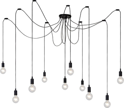 Lucide fix - hanglamp - 10xe27 - geschikt voor vide en hoge plafonds - zwart