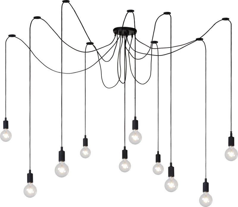 Lucide fix - hanglamp - 10xe27 - geschikt voor vide en hoge plafonds - zwart