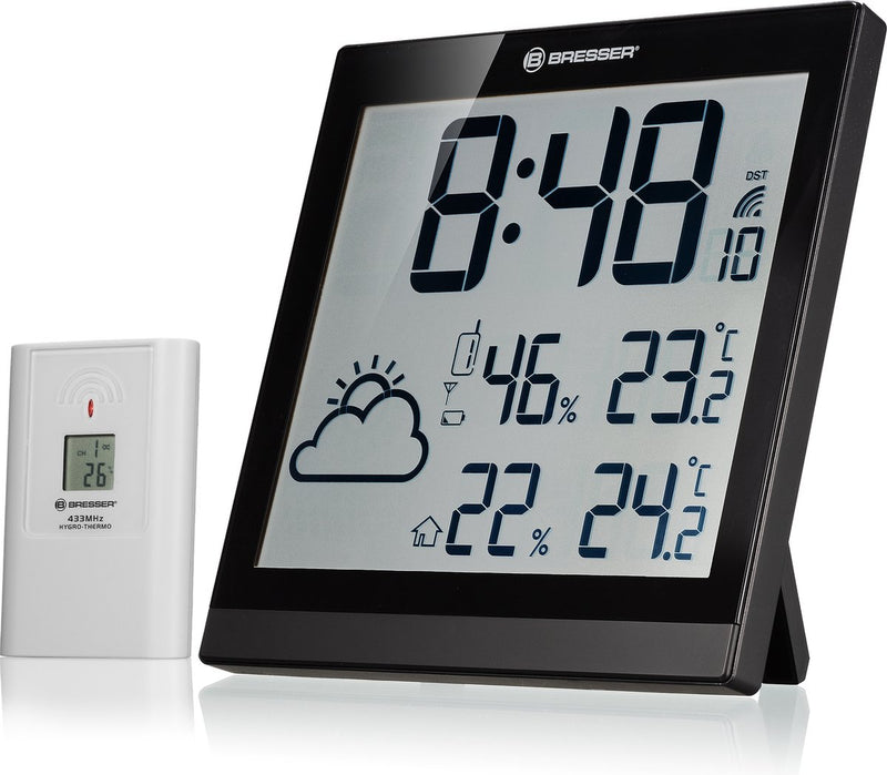 Bresser weerstation - temeotrend jc - zwart - lcd-scherm met weersvoorspelling - binnen en buiten