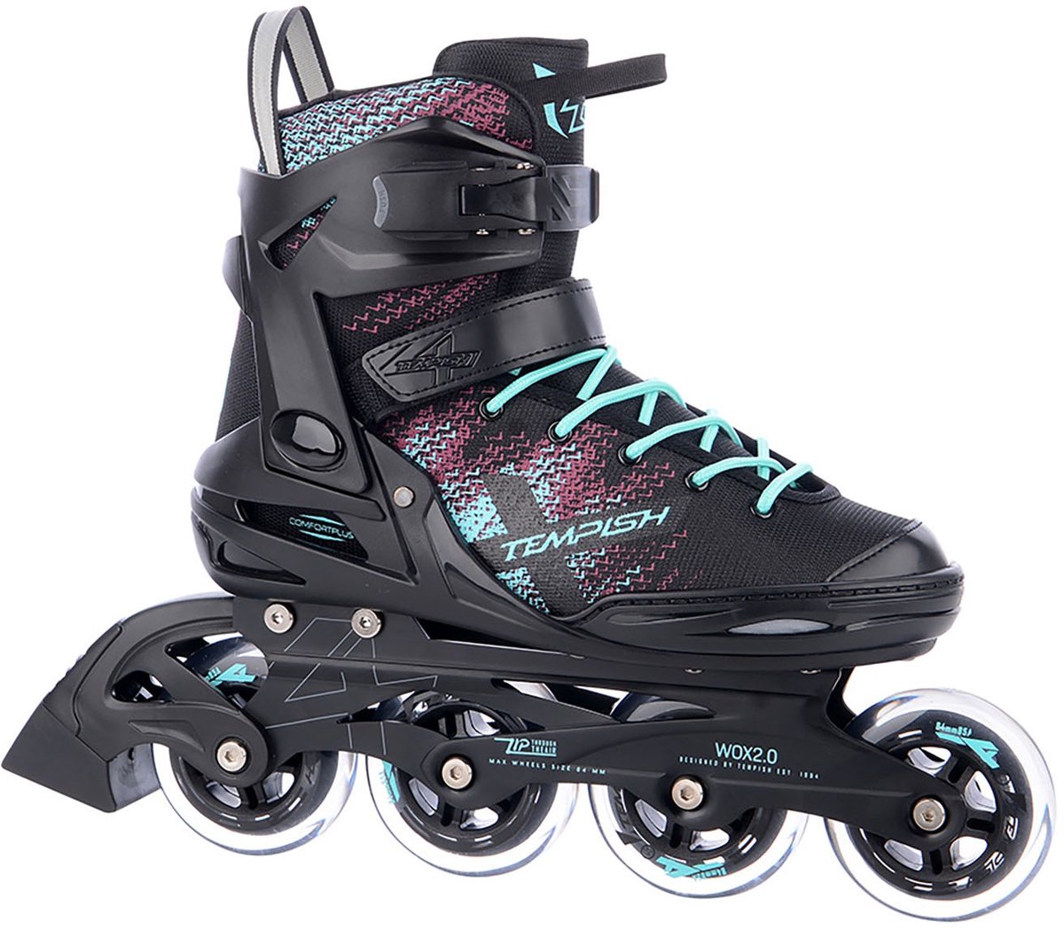 Tempish wox 2.0 84 skeelers - inline skates - dames - zwart turquoise - maat 38