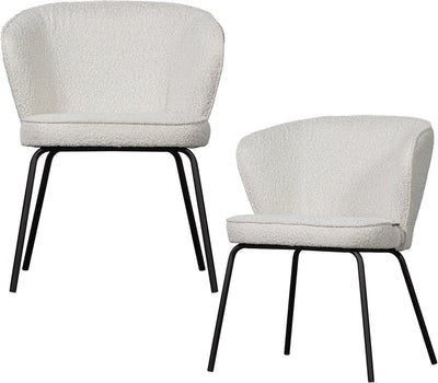 Woood admit eetkamerstoelen - bouclé - naturel - set van 2