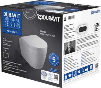 Duravit me by starck compact hangtoilet – rimless – 37 x 48 cm – met softclose zitting – glans wit