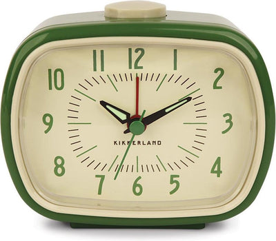 Kikkerland vintage retro wekker groen - classic alarm clock - slaapkamer accessoire - klassiek ontwerp
