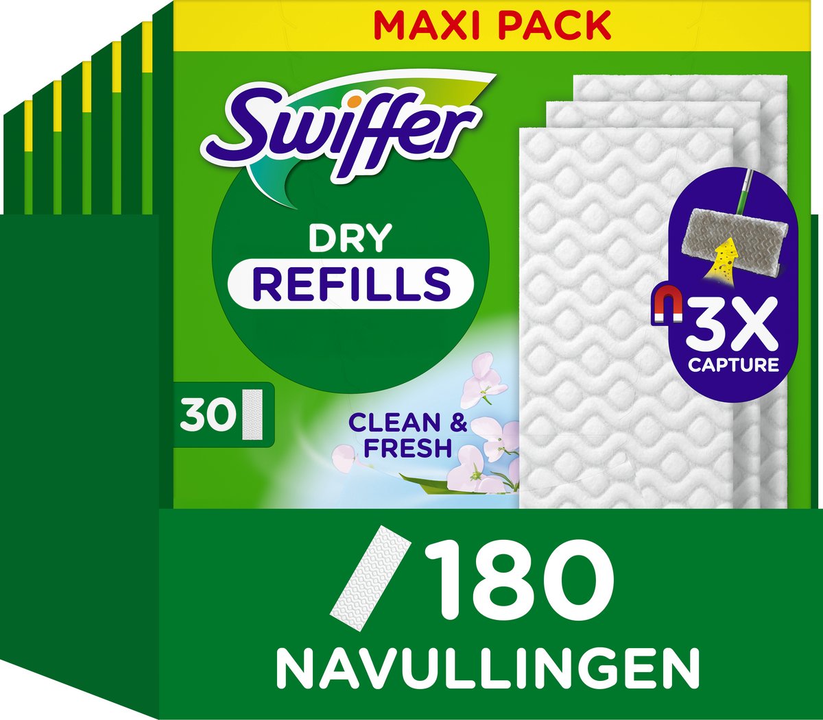 Swiffer dry vloerreiniger vloerdoekjes - 6 x 30 navullingen voor vloerwisser