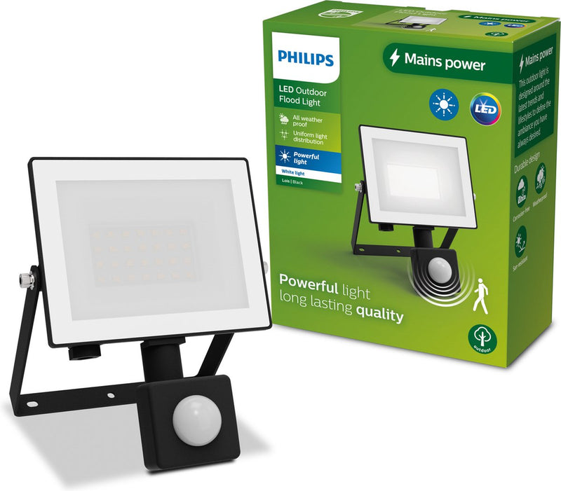 Philips smart lighting philips lois floodlight - zwart - 20w - helder warm licht; 3000k - bewegingssensor - verstraler