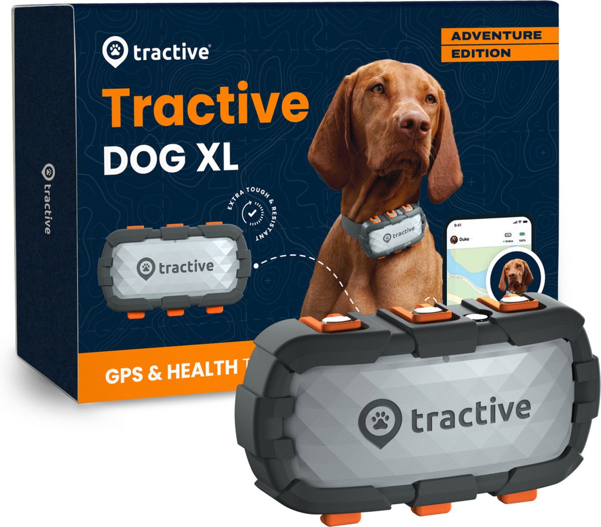 Tractive dog xl adventure edition - extra stevig grotere batterij