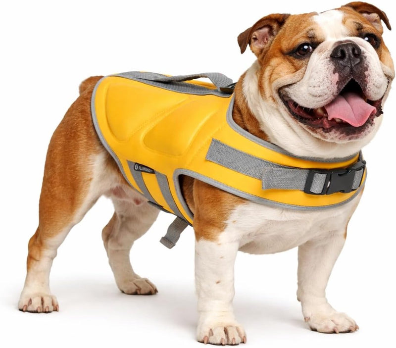 Flamingo zwemvest hond – maat l (36,5cm) – swimmy geel – optimale ondersteuning – verstelbaar – veilig zwemmen