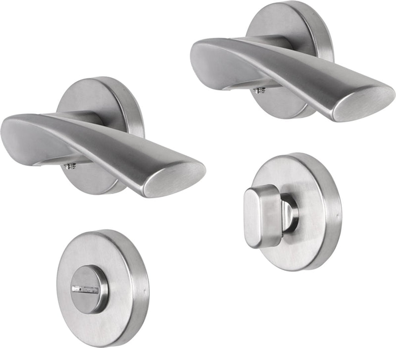 Impresso deurkruk - wigston - voor binnen - rond met rond toiletrozet - rvs - 2 stuks