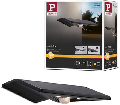 Paulmann solar led-huisnummerverlichting yoko schemergestuurde bewegingsmelder (ir) ip44 3000k 42lm antraciet