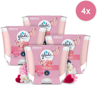 Glade lang brandende kaars love you 100% raapzaadwax
